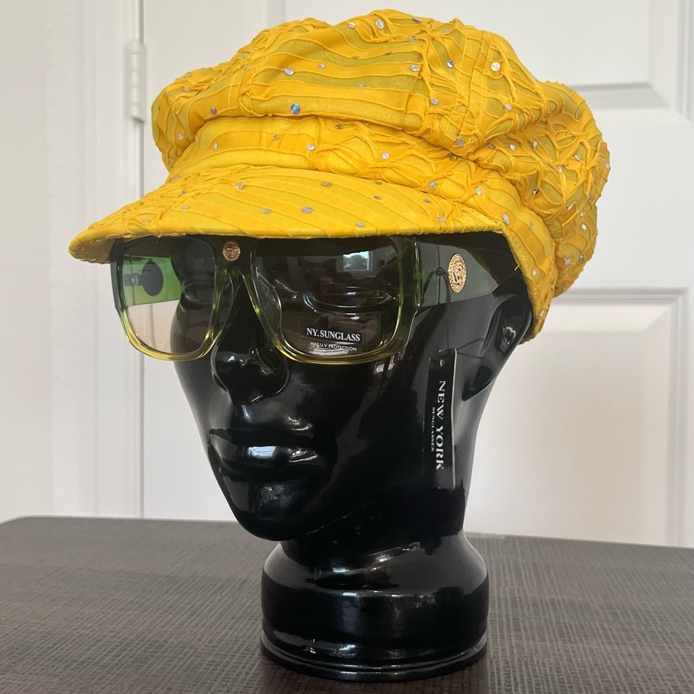 Glittery Canary Yellow Newsboys Style Cap